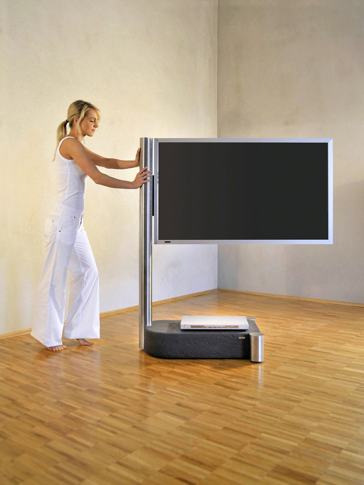 WISSMANN Design TV Standfuß ART110 Edelstahl + Stein WISSMANN Design TV Standfuß ART110 Edelstahl + Stein