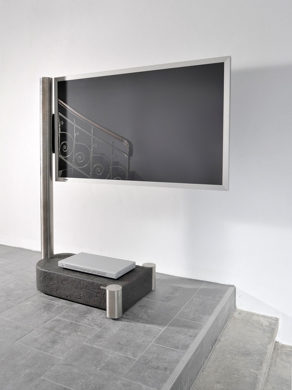 WISSMANN Design TV Standfuß ART110 Edelstahl + Stein WISSMANN Design TV Standfuß ART110 Edelstahl + Stein