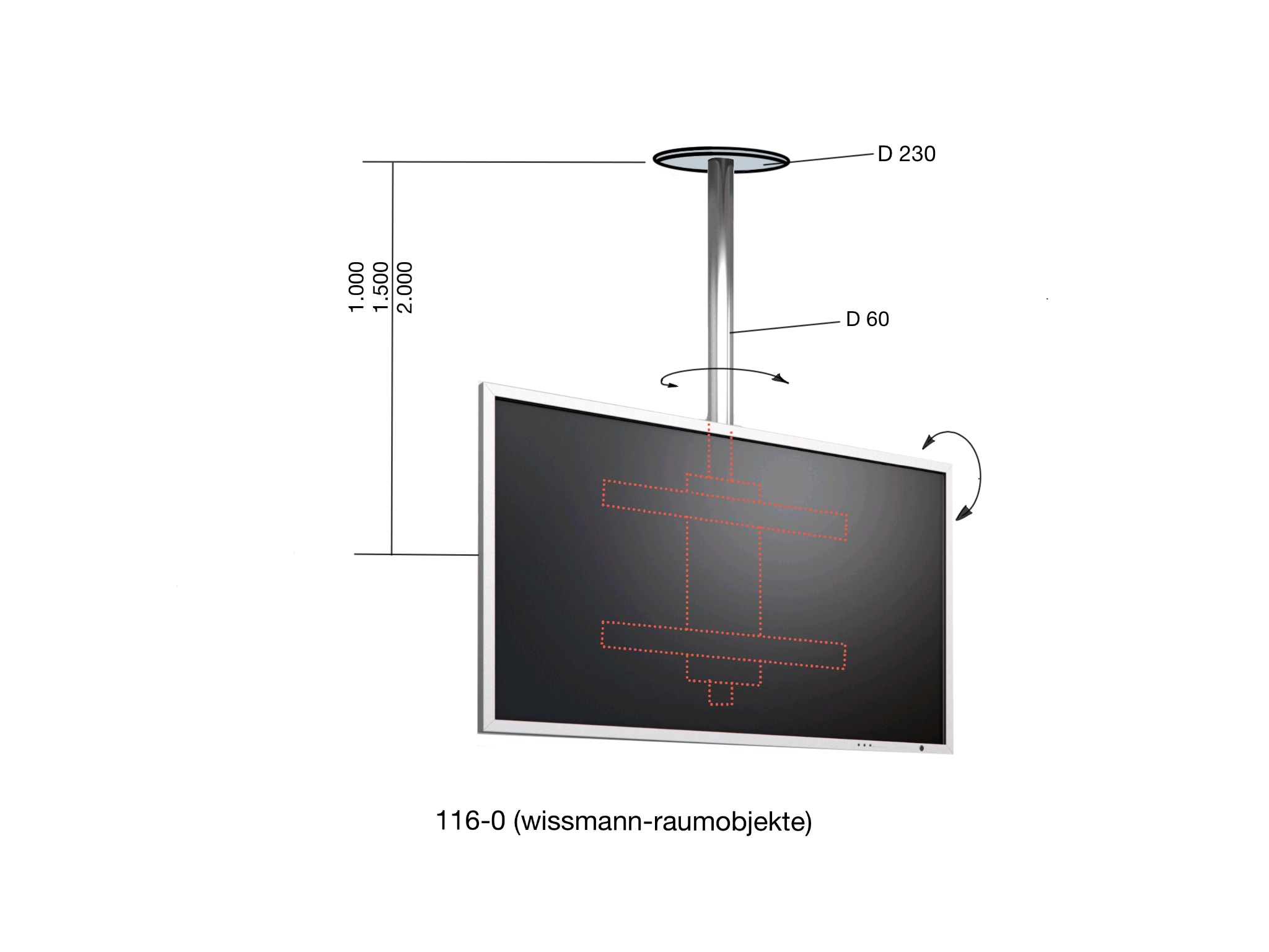WISSMANN Design TV Deckenhalterung ART116 WISSMANN Design TV Deckenhalterung ART116